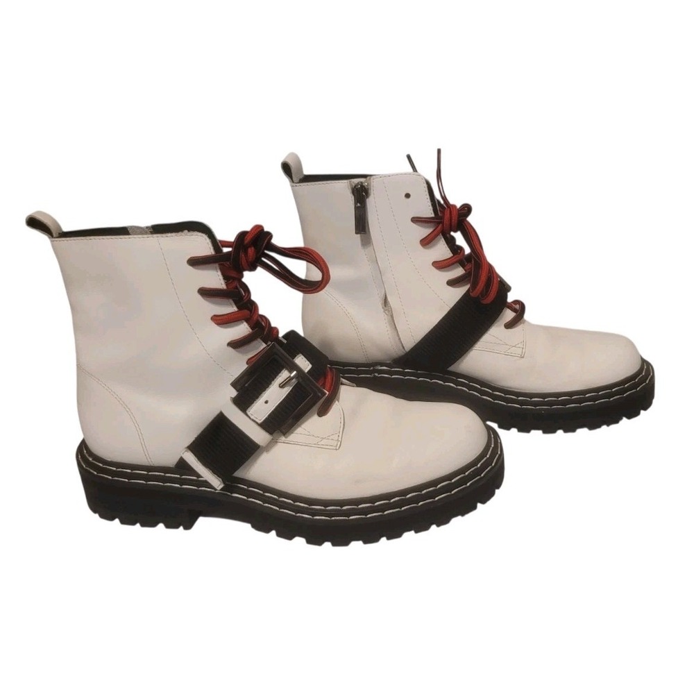 Cecelia‎ New York Hayden leather boots white with black & red details women sz 7 - Picture 2 of 10
